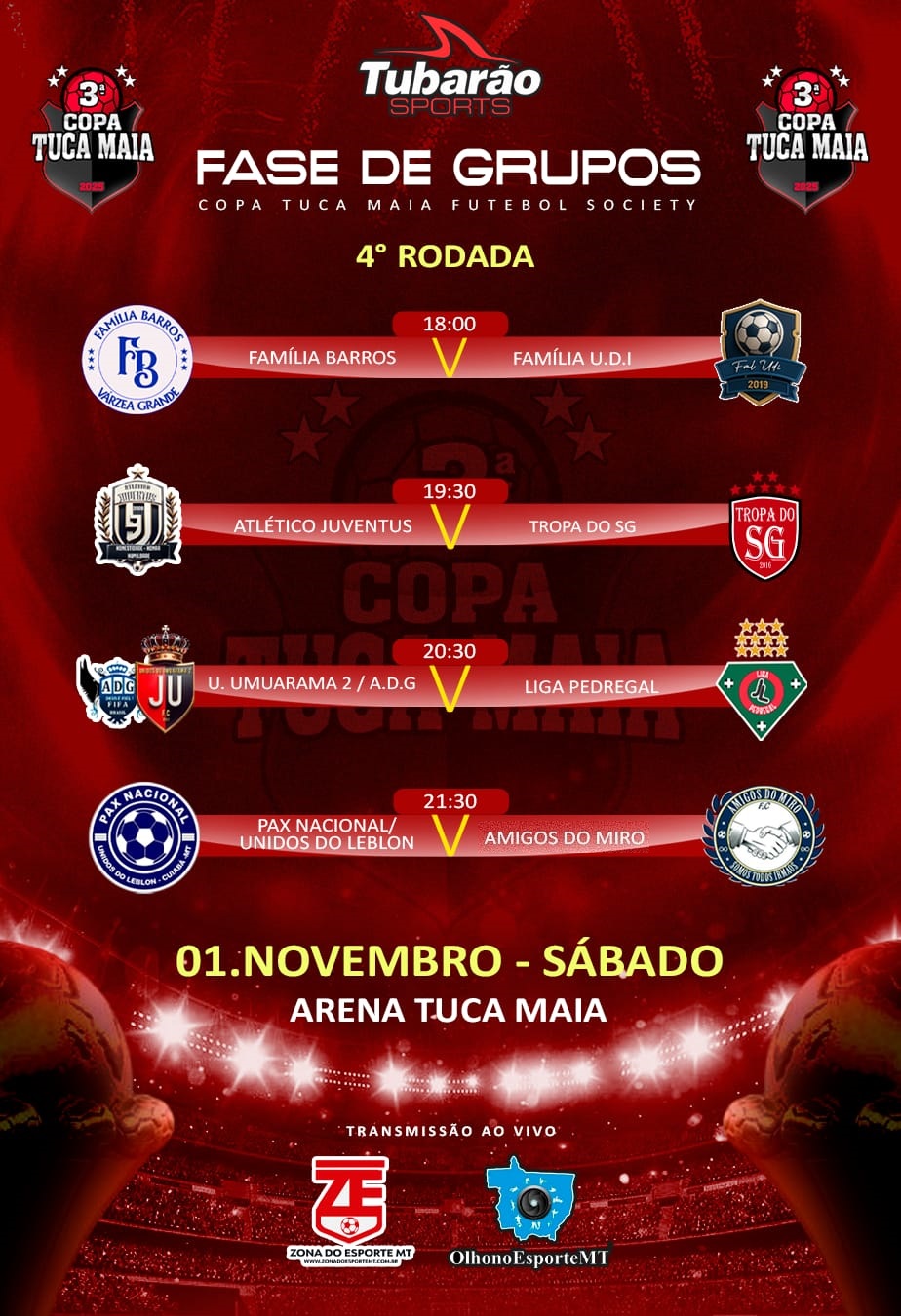 3ª COPA TUCA MAIA – Rodada desse sábado (1º) na Arena Tuca Maia promete uma disputa acirrada entre as oito equipes - O Esportivo Rodada 0111 - O Esportivo